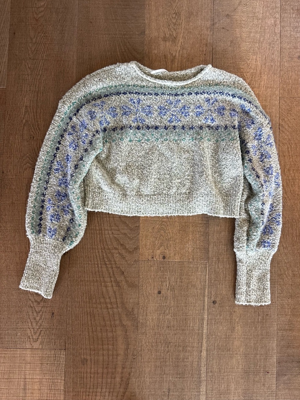 free people fuzzy sweater pullover bubble sleeve